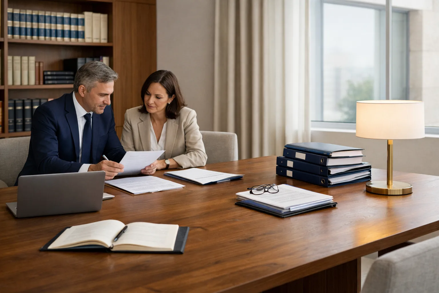 Abogados revisando documentación en despacho profesional en Murcia